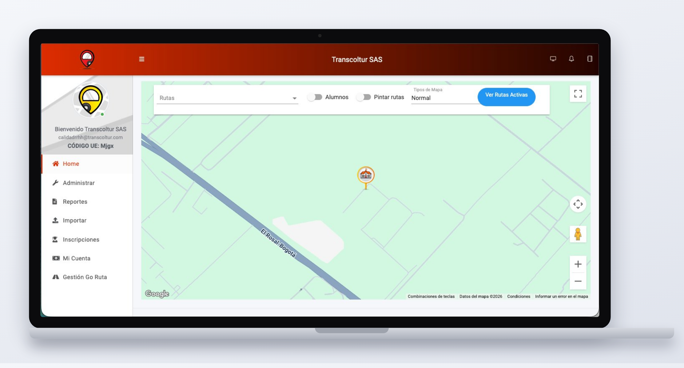 Dashboard web de Mi Buseta con el monitoreo de la ruta escolar en tiempo real